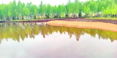 Восстановление водоема из болота плавающими экскаваторами